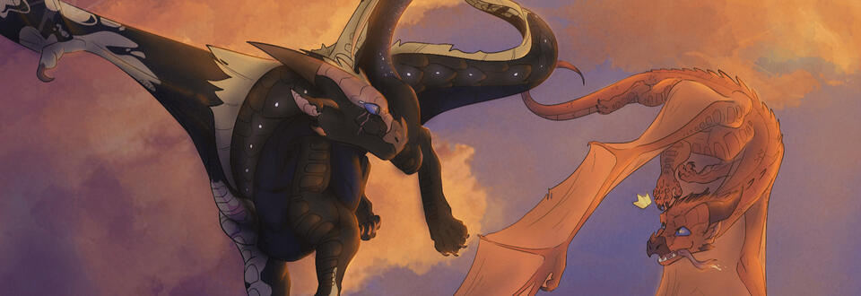 Two character, fullbody, "complex" background.